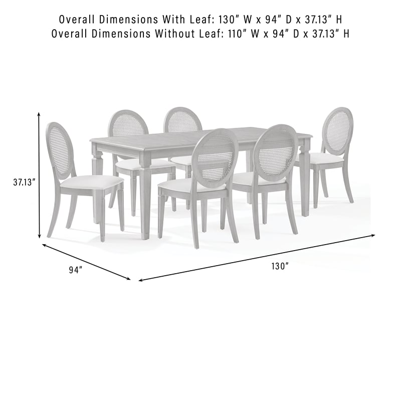 Crosley Furniture Katia 7Pc Dining Table Cane-Back Chairs in Driftwood