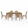 Crosley Furniture Katia 7Pc Dining Table Cane-Back Chairs in Driftwood
