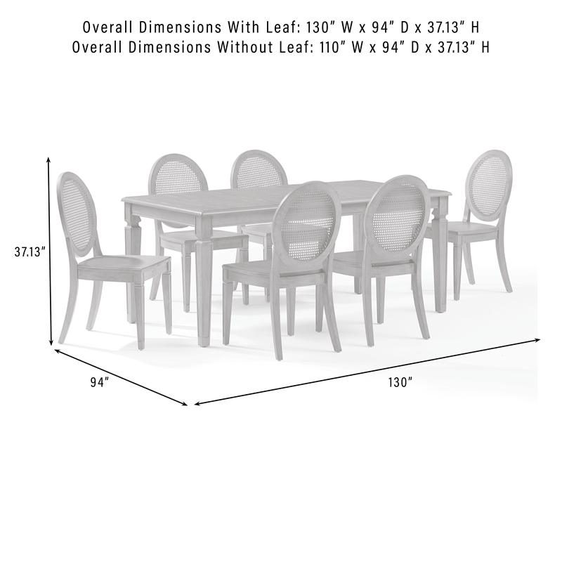 Crosley Furniture Katia 7-Piece Dining Table With Cane-Back Chairs in Driftwood