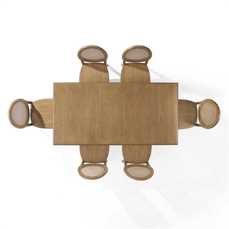 Crosley Furniture Katia 7-Piece Dining Table With Cane-Back Chairs in Driftwood