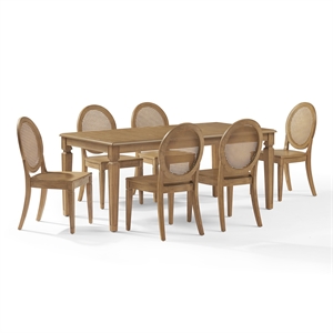 Crosley Furniture Katia 7-Piece Dining Table With Cane-Back Chairs in Driftwood