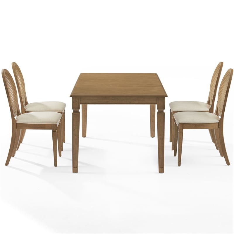 Crosley Furniture Katia 5Pc Dining Table Cane-Back Chairs in Driftwood