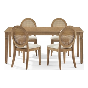 Crosley Furniture Katia 5Pc Dining Table Cane-Back Chairs in Driftwood