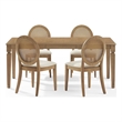 Crosley Furniture Katia 5Pc Dining Table Cane-Back Chairs in Driftwood