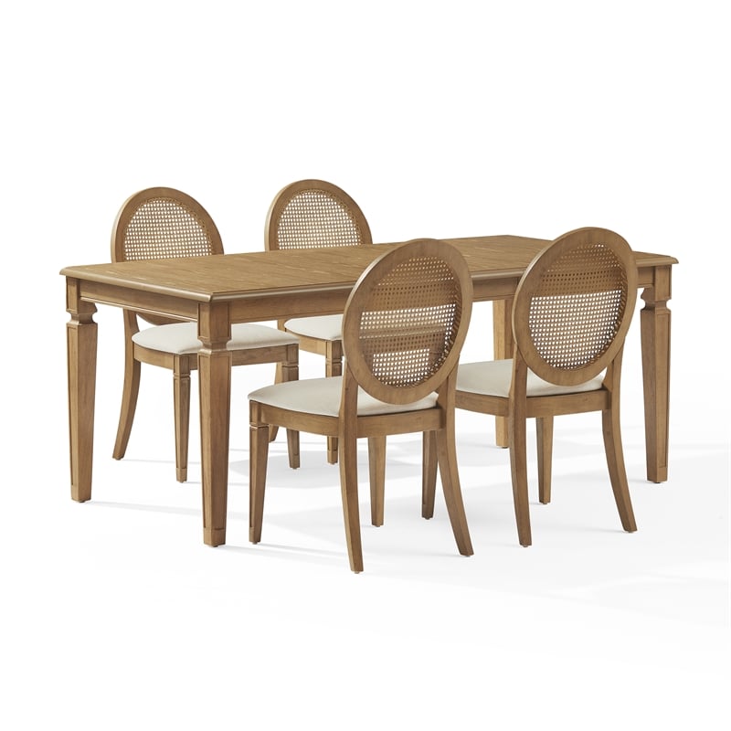 Crosley Furniture Katia 5Pc Dining Table Cane-Back Chairs in Driftwood