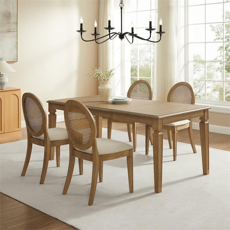Crosley Furniture Katia 5Pc Dining Table Cane-Back Chairs in Driftwood