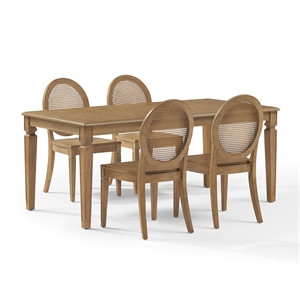 Crosley Furniture Katia 5-Piece Dining Table With Cane-Back Chairs in Driftwood