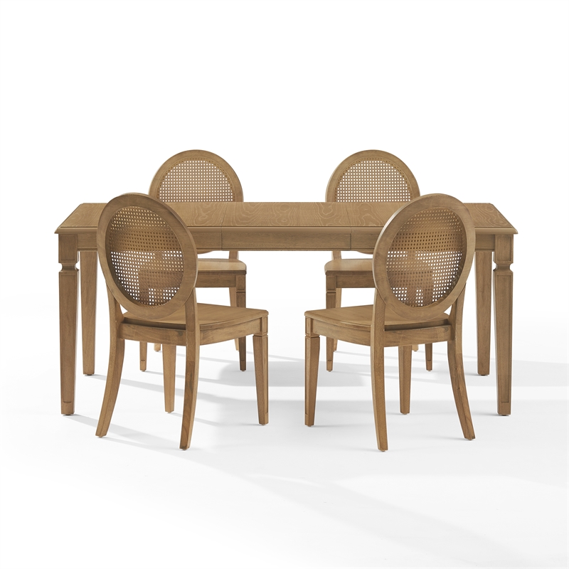 Crosley Furniture Katia 5-Piece Dining Table With Cane-Back Chairs in Driftwood