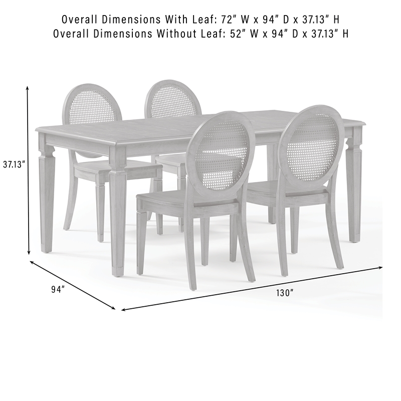 Crosley Furniture Katia 5-Piece Dining Table With Cane-Back Chairs in Driftwood