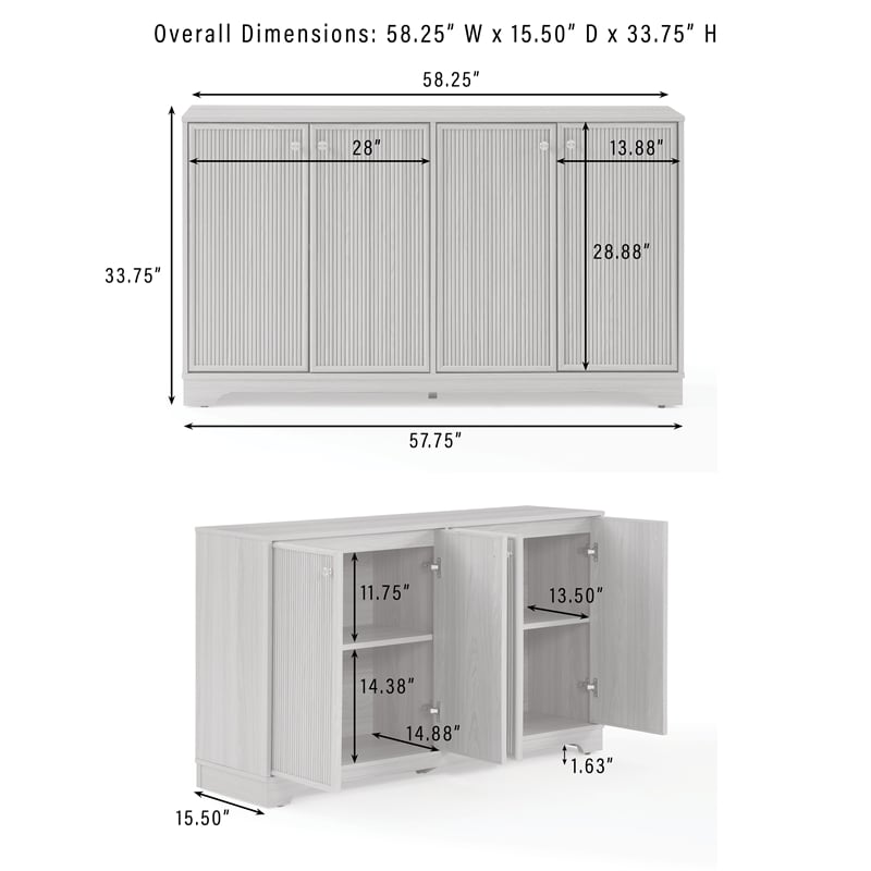 Crosley Furniture Naomi Sideboard in White Oak
