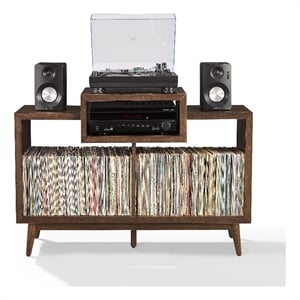 Crosley Furniture Nashville Medium Record Player Stand W/ Vinyl Storage in Brown