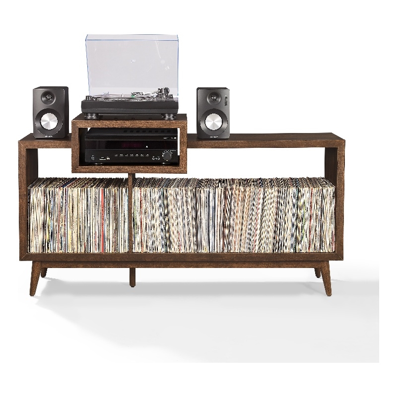 Crosley Furniture Nashville Large Record Player Stand W/ Vinyl Storage in Brown