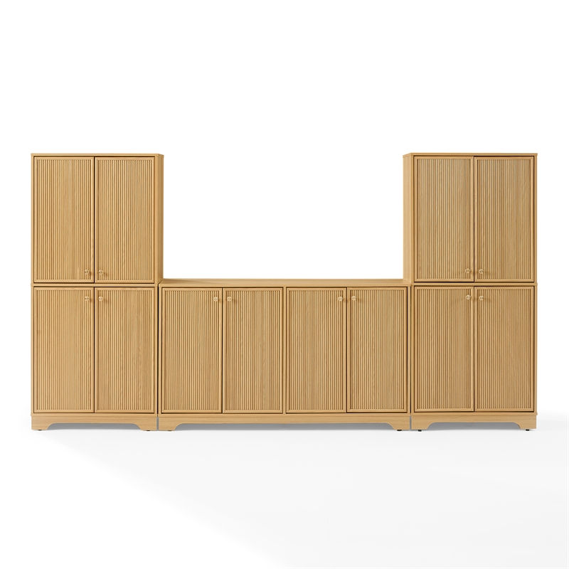 Crosley Furniture Naomi 3-Piece Sideboard And Pantry Set in White Oak