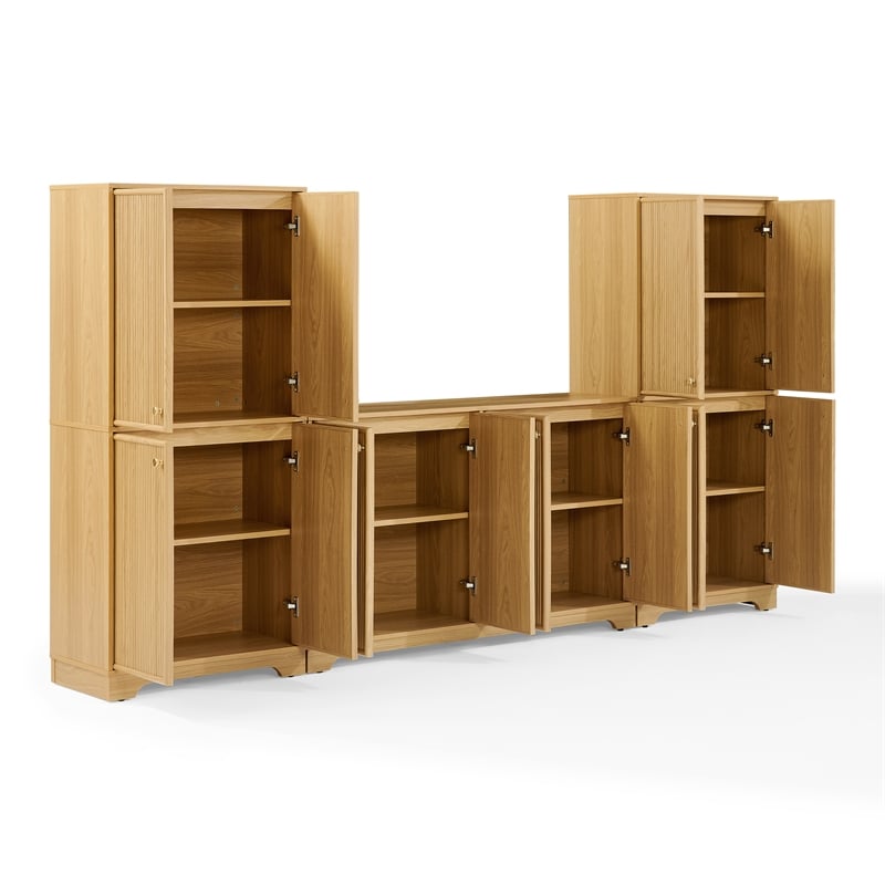 Crosley Furniture Naomi 3-Piece Sideboard And Pantry Set in White Oak