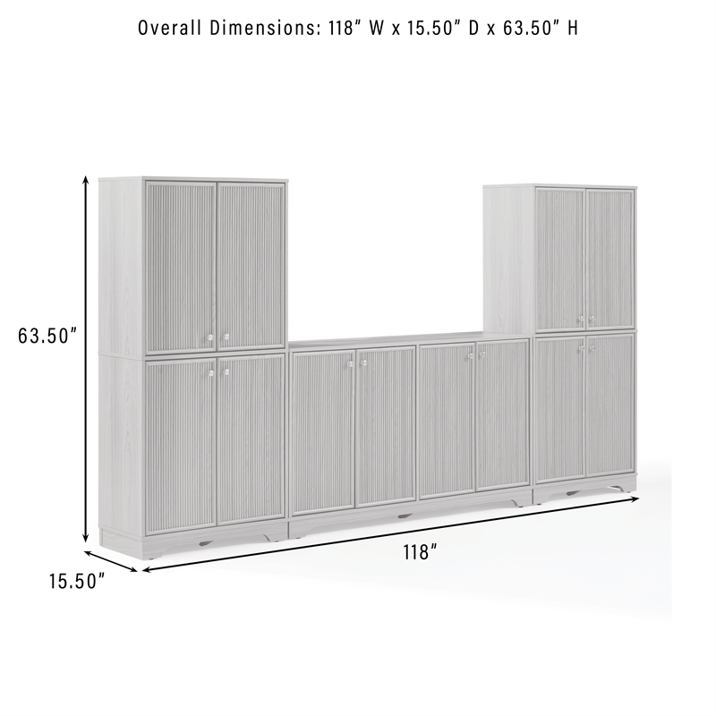 Crosley Furniture Naomi 3-Piece Sideboard And Pantry Set in White Oak
