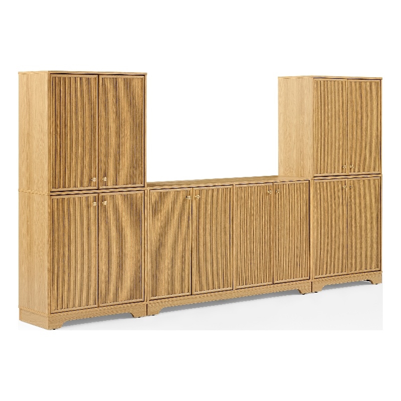 Crosley Furniture Naomi 3-Piece Sideboard And Pantry Set in White Oak