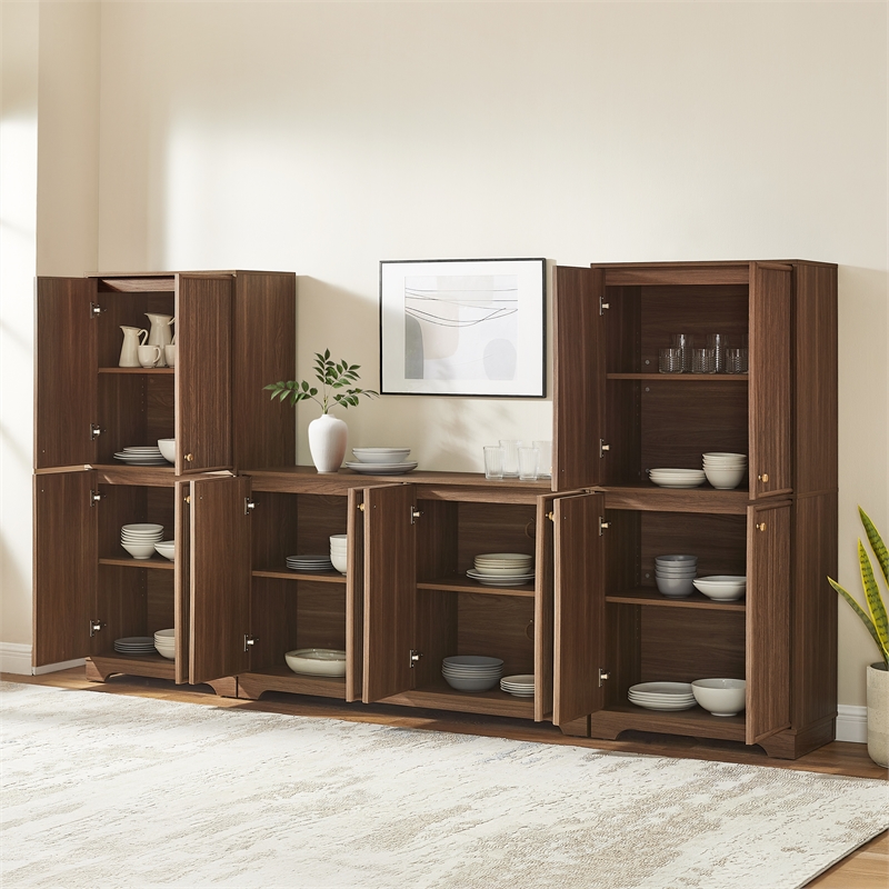 Crosley Furniture Naomi 3-Piece Sideboard And Pantry Set in Walnut