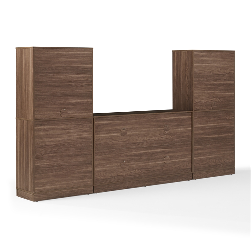 Crosley Furniture Naomi 3-Piece Entertainment Center in Walnut