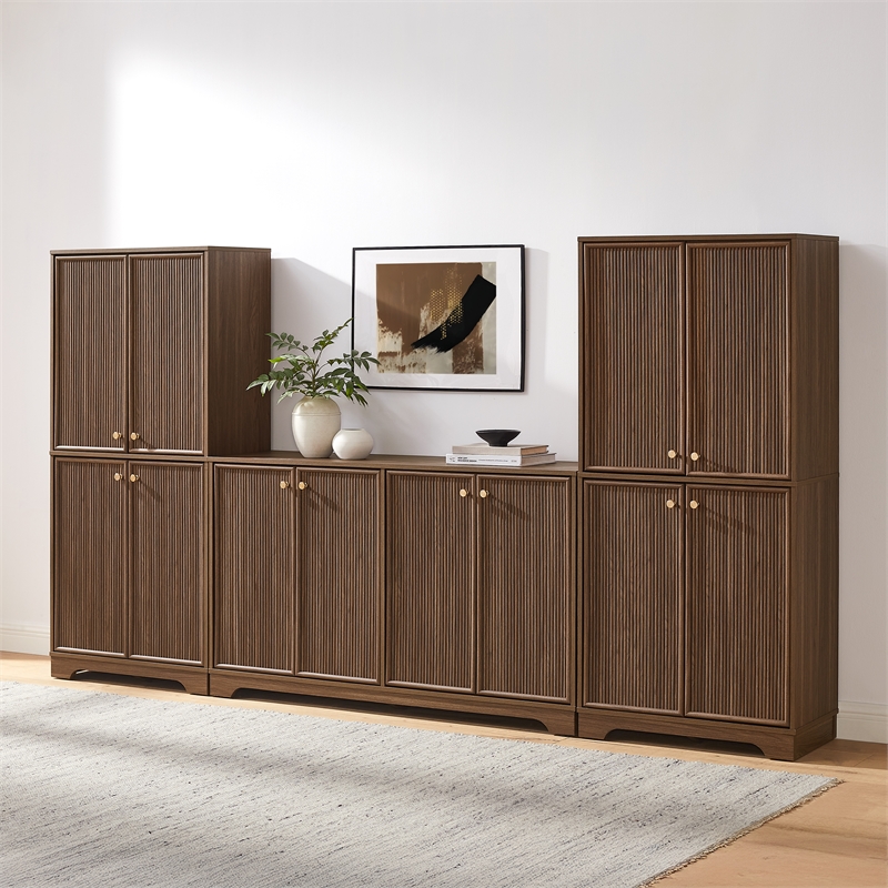 Crosley Furniture Naomi 3-Piece Entertainment Center in Walnut
