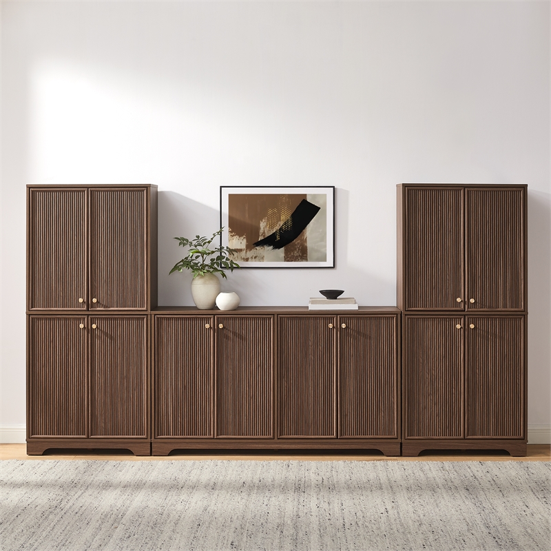 Crosley Furniture Naomi 3-Piece Entertainment Center in Walnut