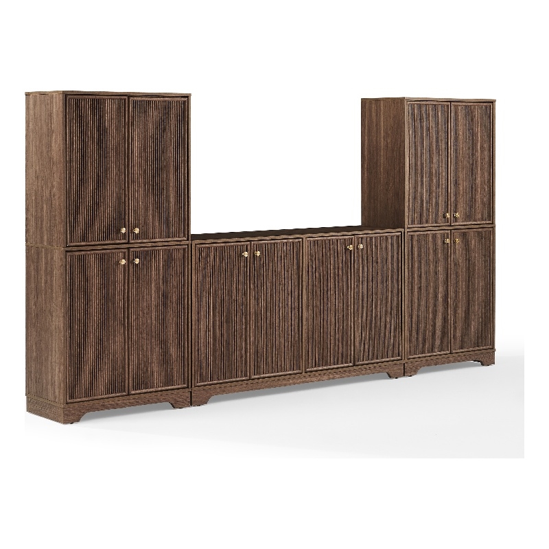 Crosley Furniture Naomi 3-Piece Entertainment Center in Walnut