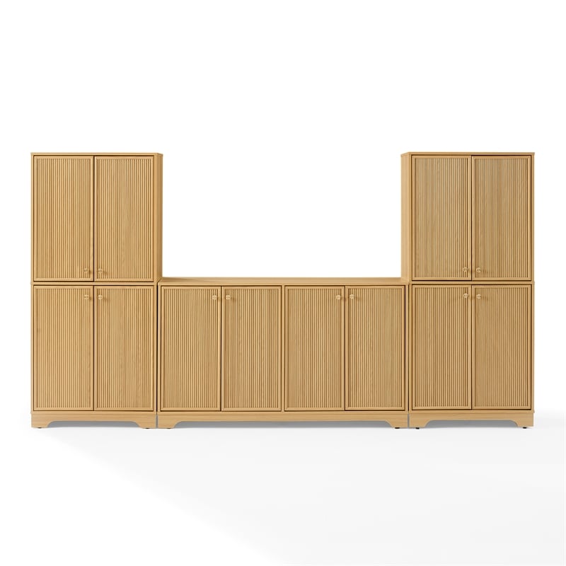 Crosley Furniture Naomi 3-Piece Entertainment Center in White Oak