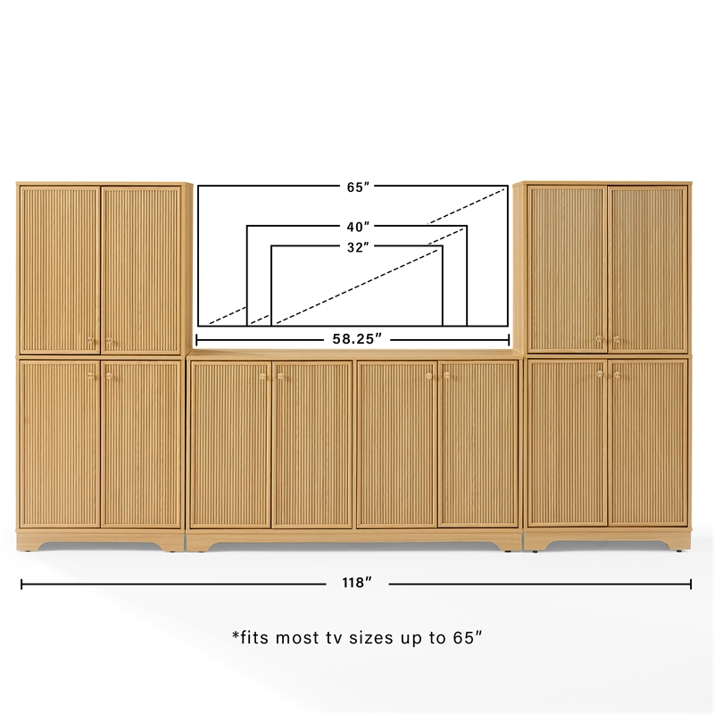 Crosley Furniture Naomi 3-Piece Entertainment Center in White Oak