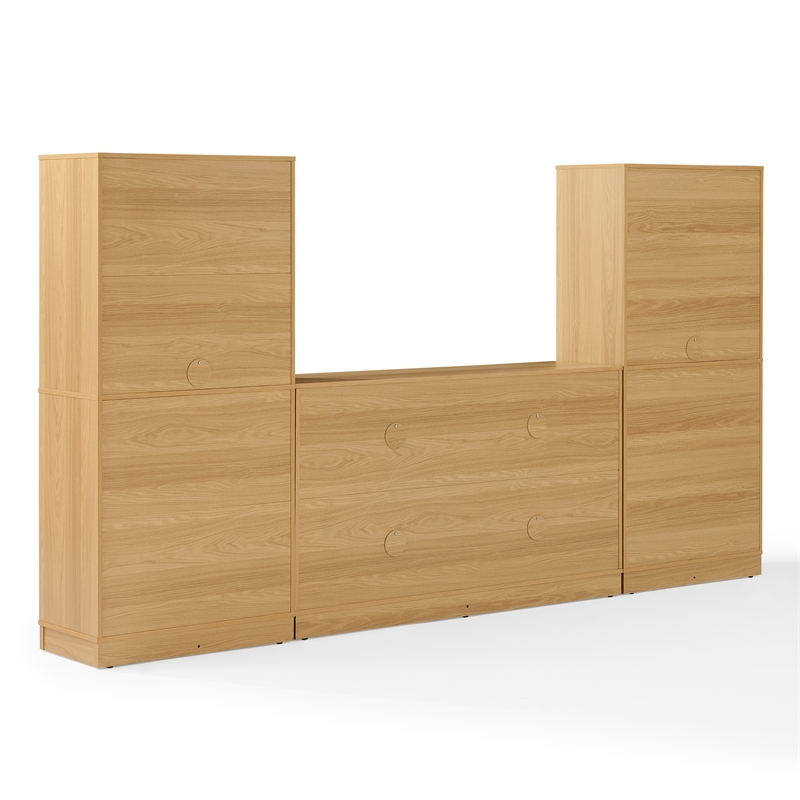 Crosley Furniture Naomi 3-Piece Entertainment Center in White Oak