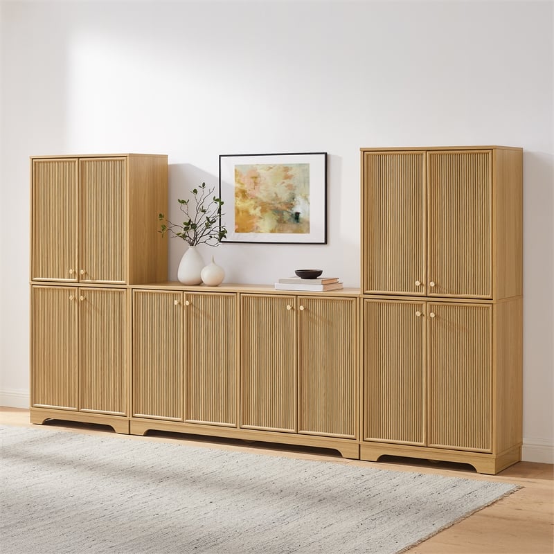 Crosley Furniture Naomi 3-Piece Entertainment Center in White Oak