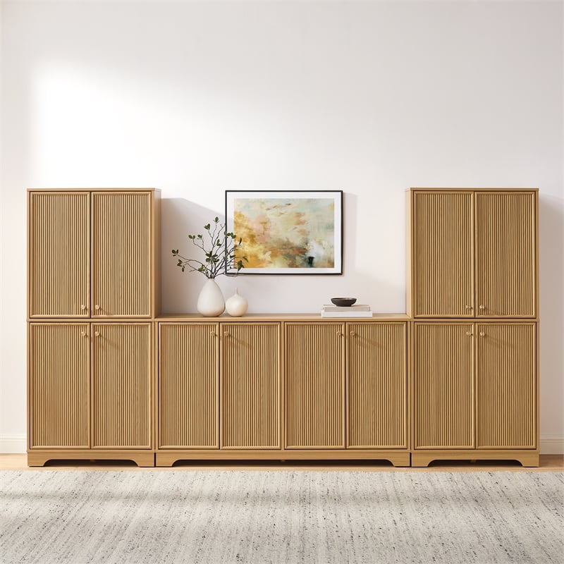 Crosley Furniture Naomi 3-Piece Entertainment Center in White Oak