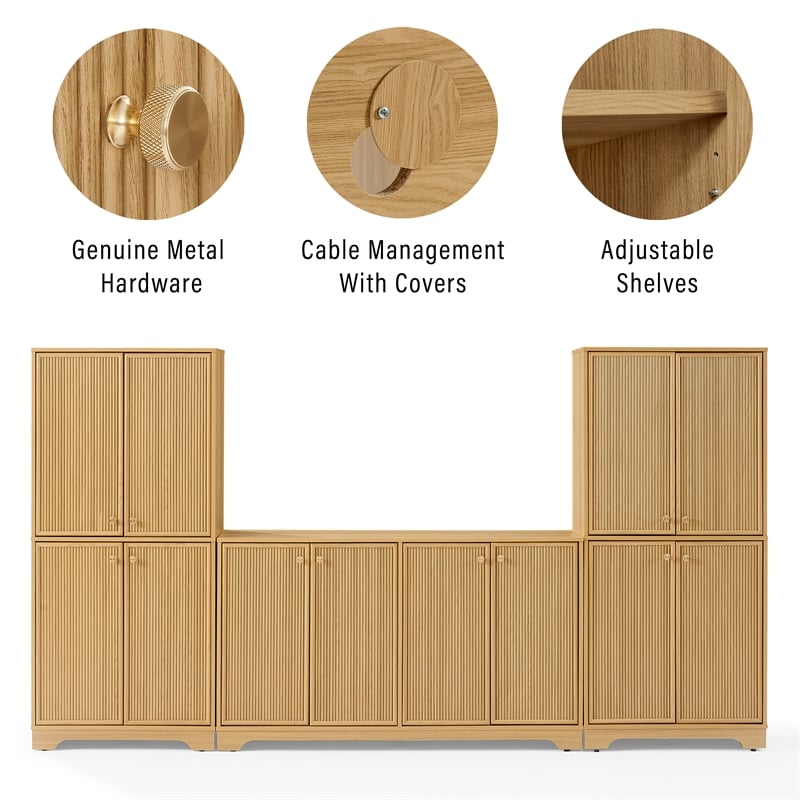 Crosley Furniture Naomi 3-Piece Entertainment Center in White Oak