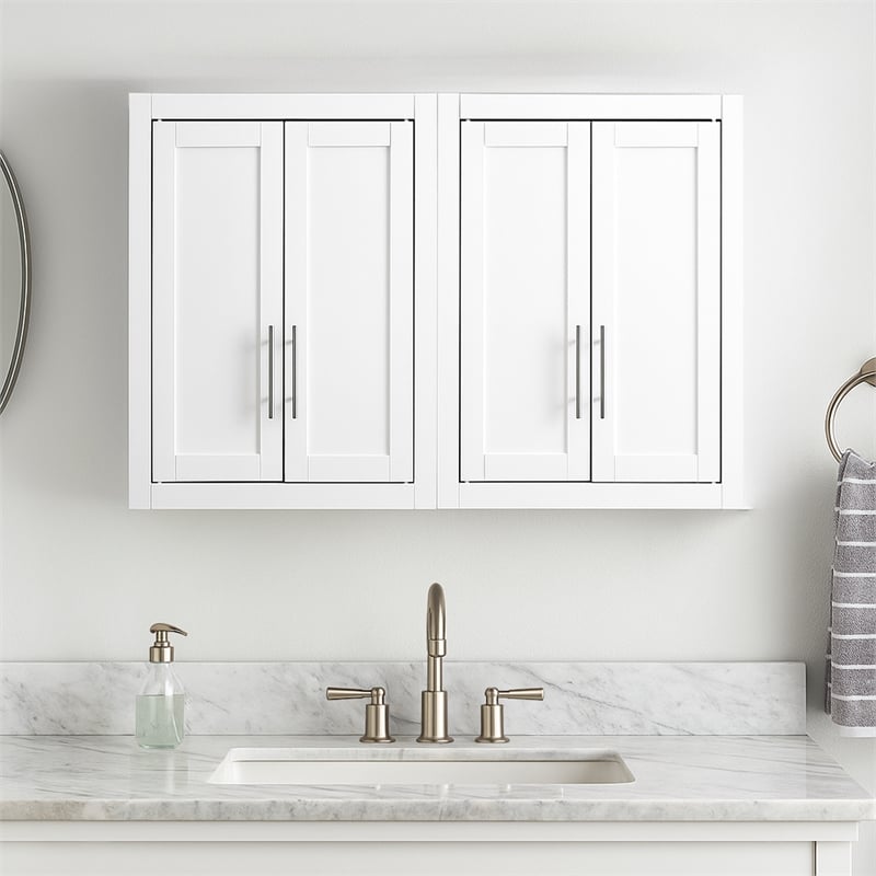 Crosley Furniture Savannah 2Pc Wall Storage Cabinet in White