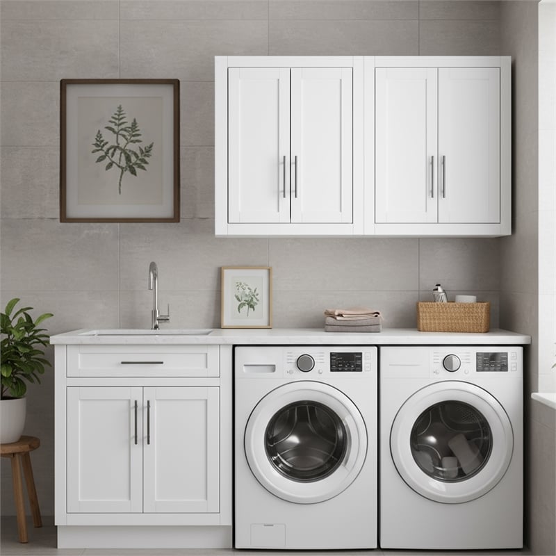 Crosley Furniture Savannah 2Pc Wall Storage Cabinet in White