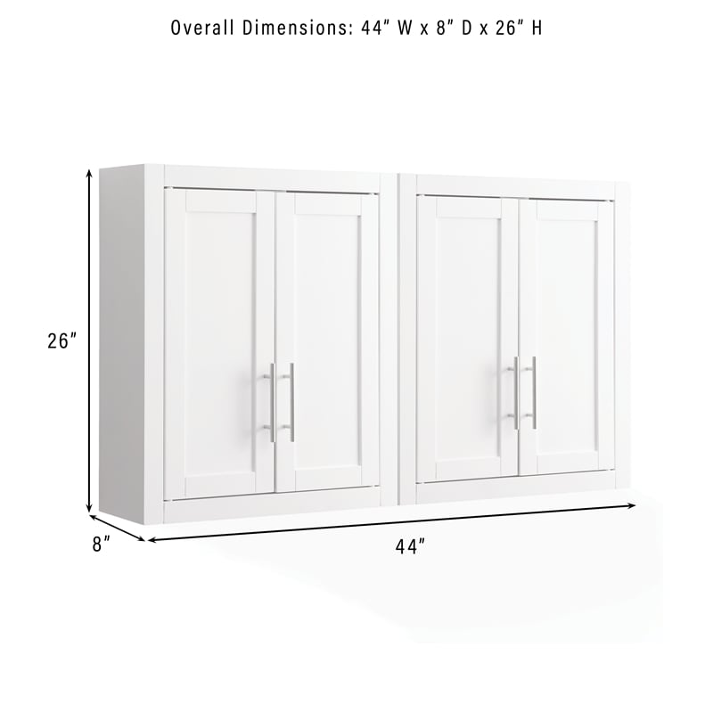 Crosley Furniture Savannah 2Pc Wall Storage Cabinet in White