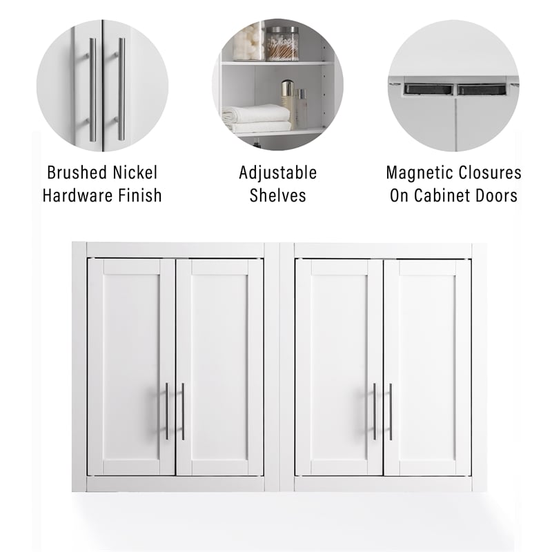 Crosley Furniture Savannah 2Pc Wall Storage Cabinet in White