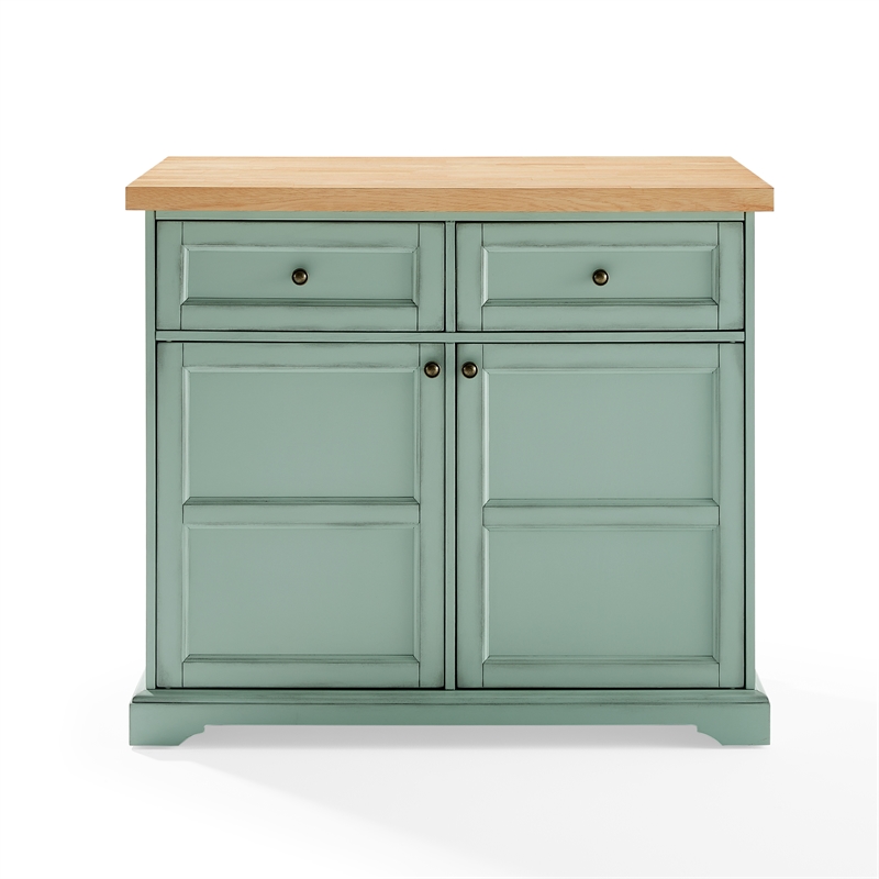 Crosley Furniture Holbrook Kitchen Island in Seafoam Blue