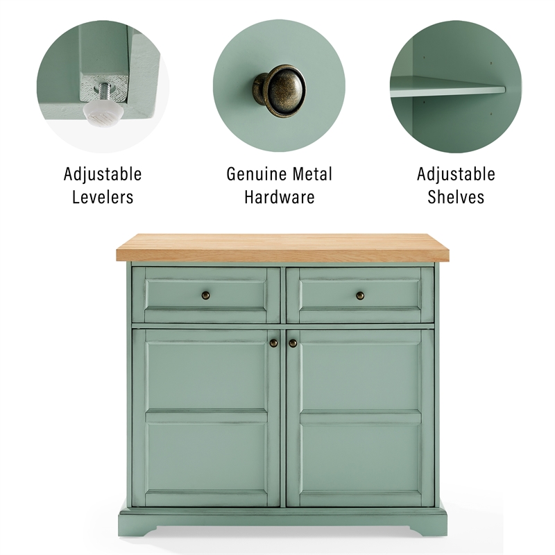 Crosley Furniture Holbrook Kitchen Island in Seafoam Blue
