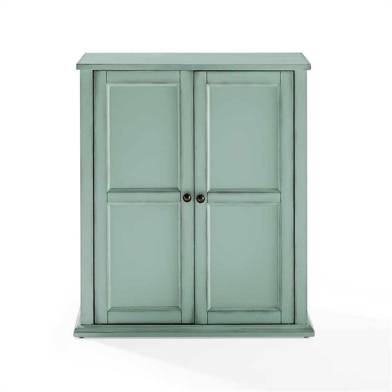 Crosley Furniture Holbrook Stackable Kitchen Storage Pantry in Seafoam Blue