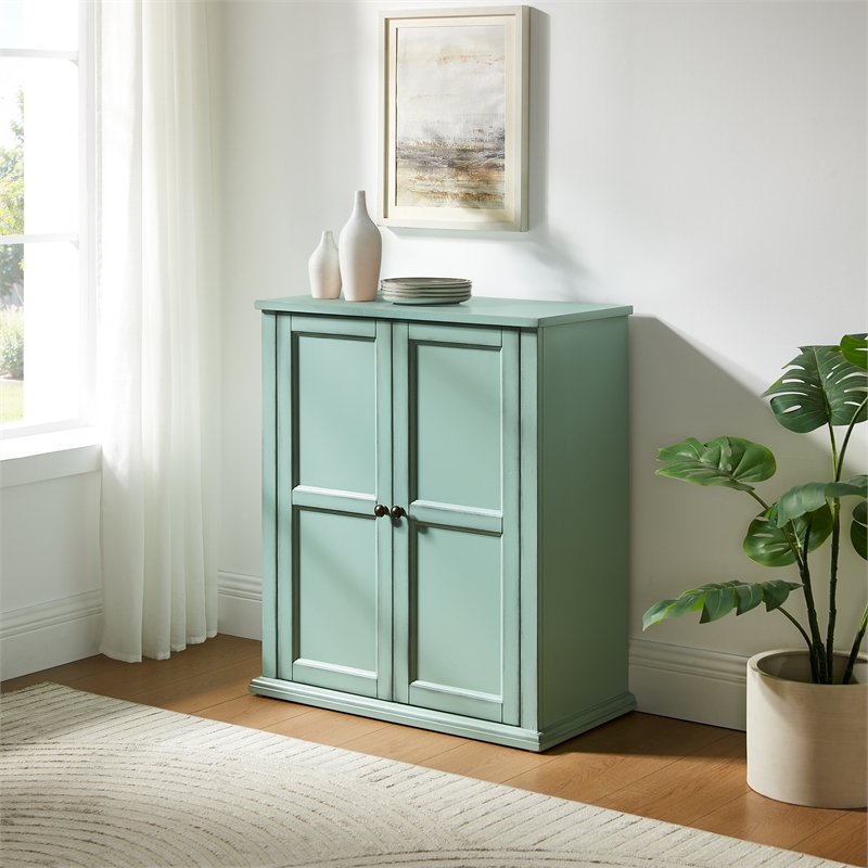 Crosley Furniture Holbrook Stackable Kitchen Storage Pantry in Seafoam Blue