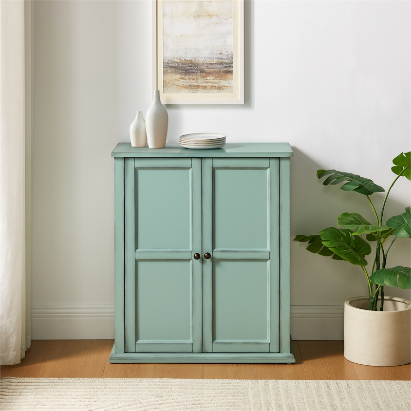 Crosley Furniture Holbrook Stackable Kitchen Storage Pantry in Seafoam Blue