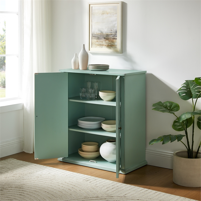 Crosley Furniture Holbrook Stackable Kitchen Storage Pantry in Seafoam Blue