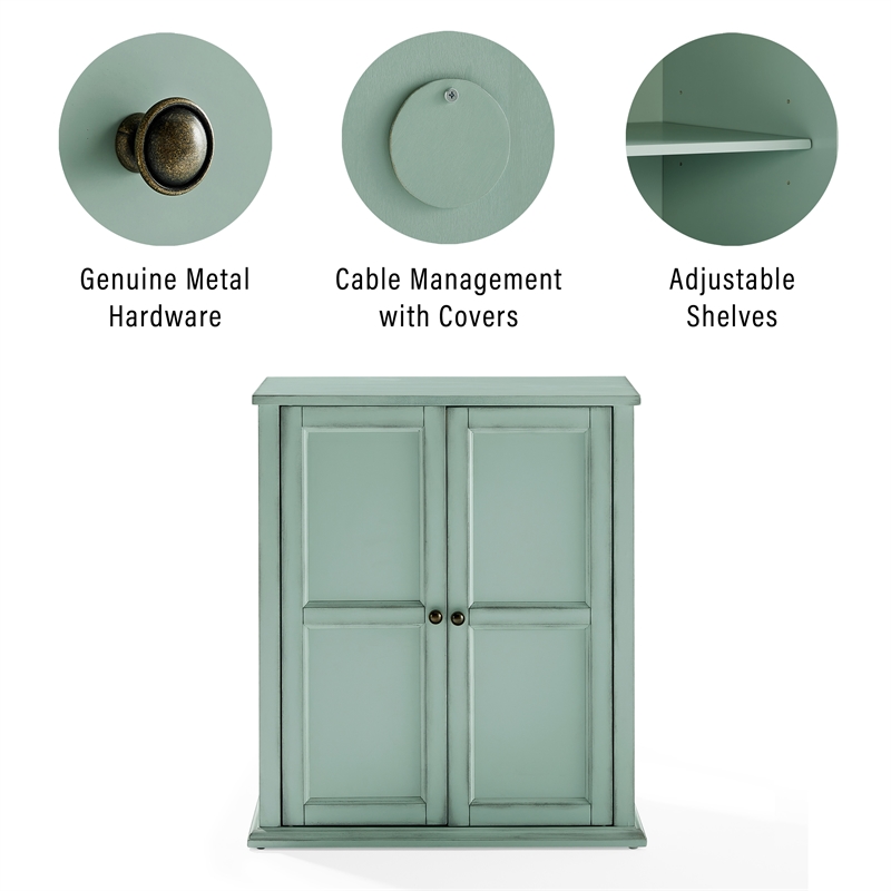 Crosley Furniture Holbrook Stackable Kitchen Storage Pantry in Seafoam Blue