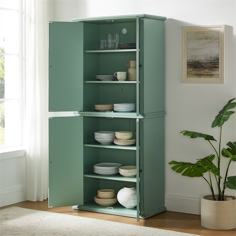 Crosley Furniture Holbrook Kitchen Storage Pantry Cabinet in Seafoam Blue