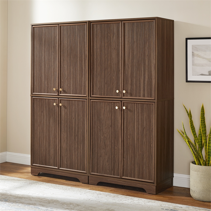 Crosley Furniture Naomi 2-Piece Kitchen Storage Pantry Set in Walnut
