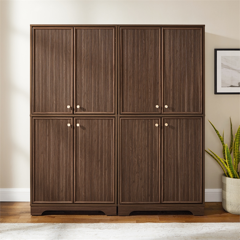 Crosley Furniture Naomi 2-Piece Kitchen Storage Pantry Set in Walnut