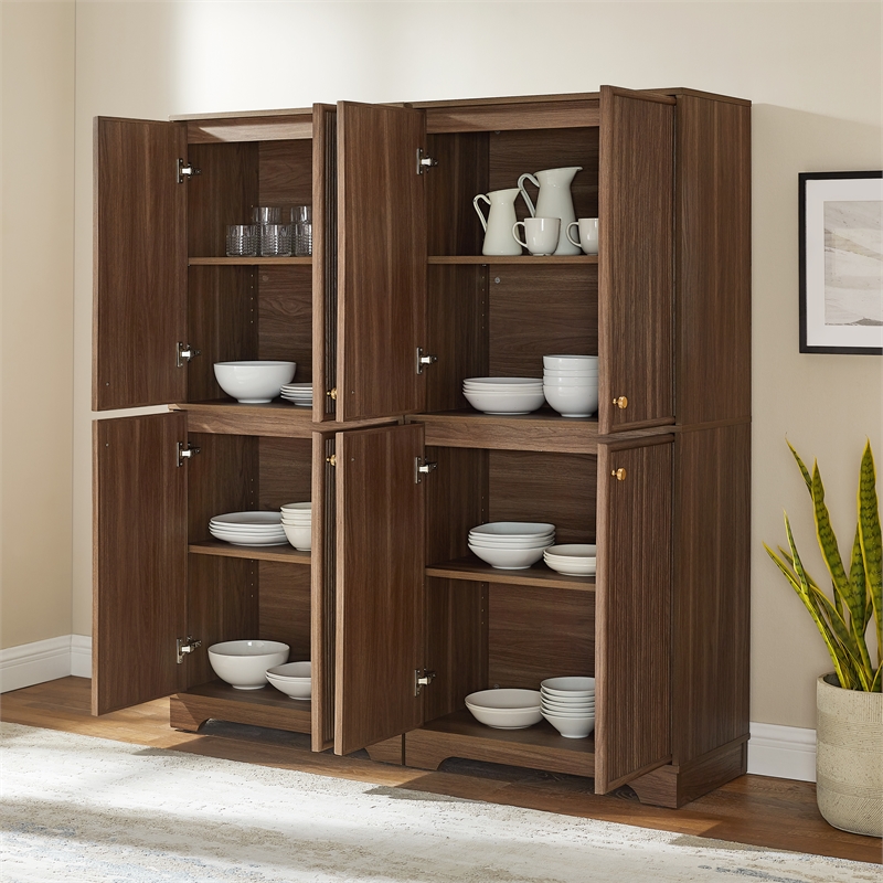 Crosley Furniture Naomi 2-Piece Kitchen Storage Pantry Set in Walnut
