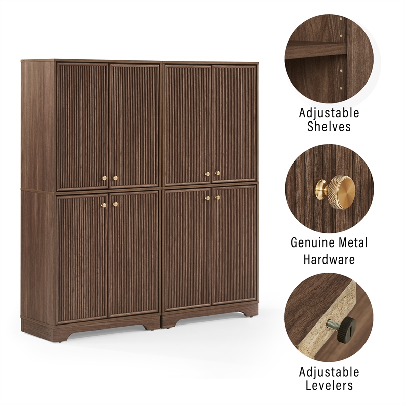 Crosley Furniture Naomi 2-Piece Kitchen Storage Pantry Set in Walnut