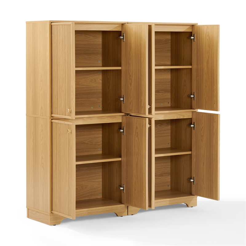 Crosley Furniture Naomi 2-Piece Kitchen Storage Pantry Set in White Oak