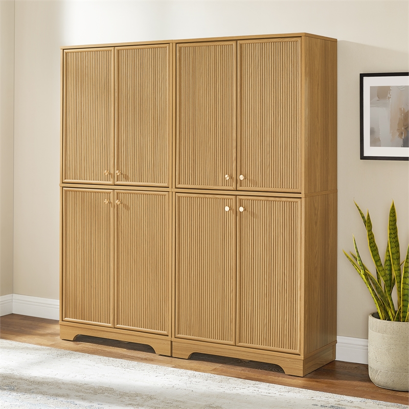 Crosley Furniture Naomi 2-Piece Kitchen Storage Pantry Set in White Oak