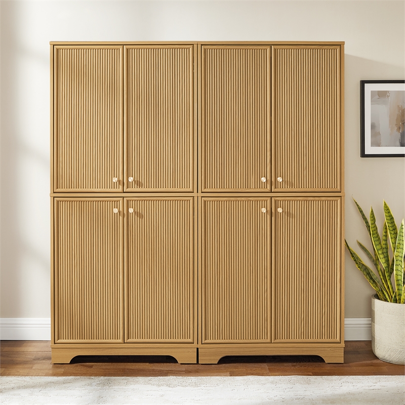 Crosley Furniture Naomi 2-Piece Kitchen Storage Pantry Set in White Oak